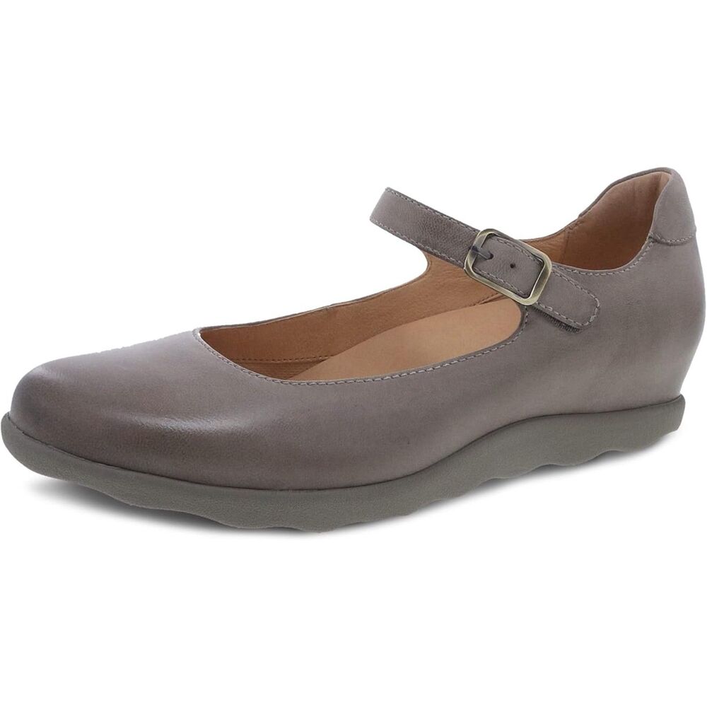 Dansko Gray Leather Marcella Mary Jane Comfort strap New Size 37 US 6.5 - 7